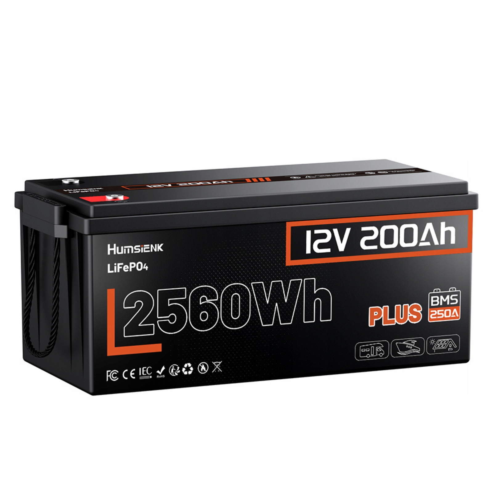 Akumulator LiFePO4 12V 200Ah 250A BMS | 2.56kWh | Kamper, Off-Grid, Solar