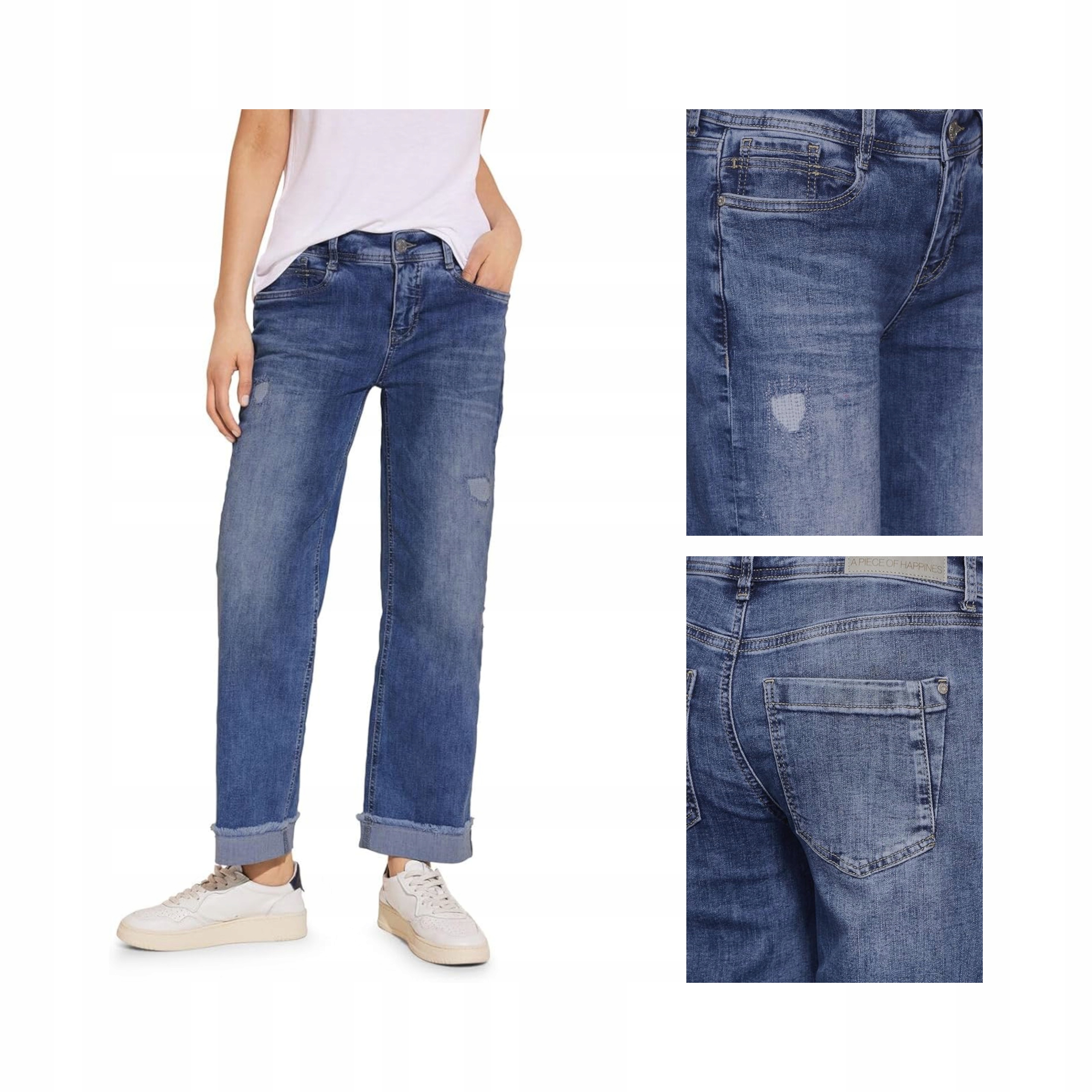 Street One A377607 Dámské Džíny Straight Leg Indigo 29/28 Destroyed Look