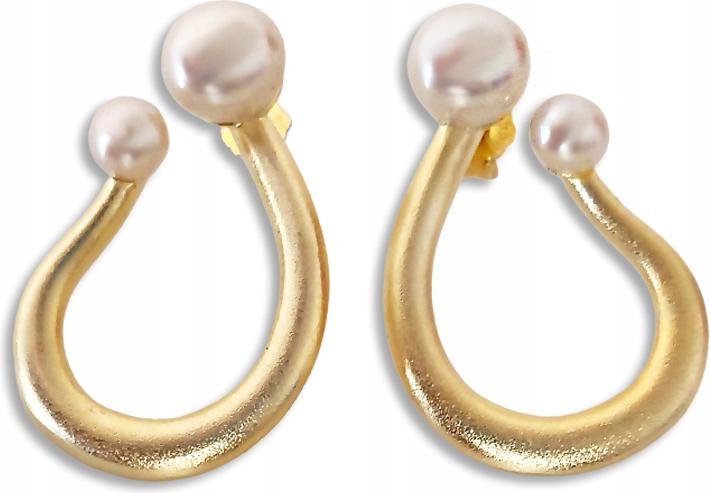 Stříbrné náušnice 925 pozlacené s perličkami Elegantní a módní jako dárek