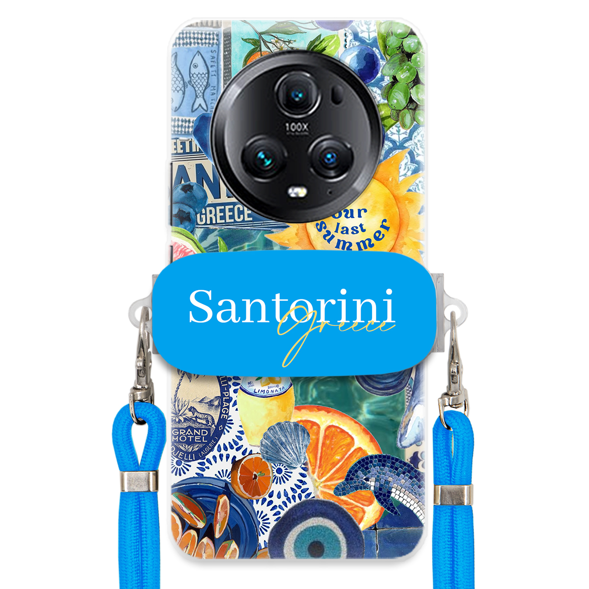 Puzdro pre Huawei Honor Magic 5 Pro Vodítko Crossbody Blue Držiak Santorini