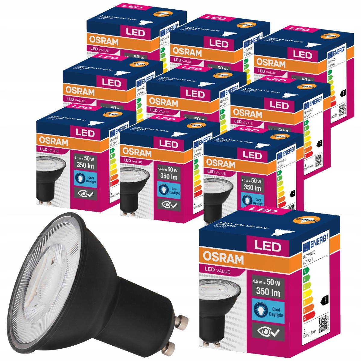 10x Żarówka LED GU10 4,5W = 50W 4000K Czarna OSRAM
