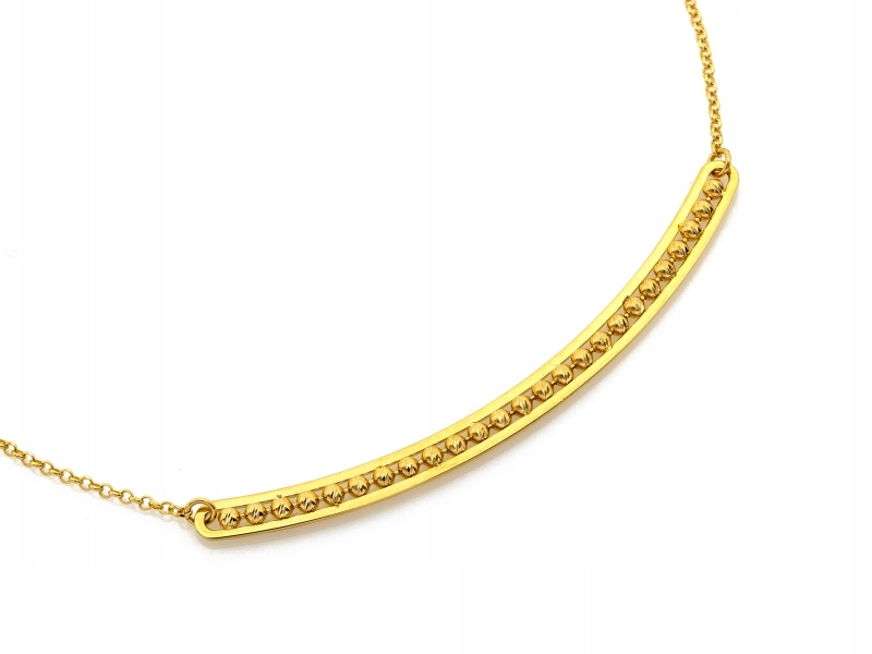 Dámský zlatý náhrdelník 585, pevná ozdoba s kuličkami, r45, elegantní na krk