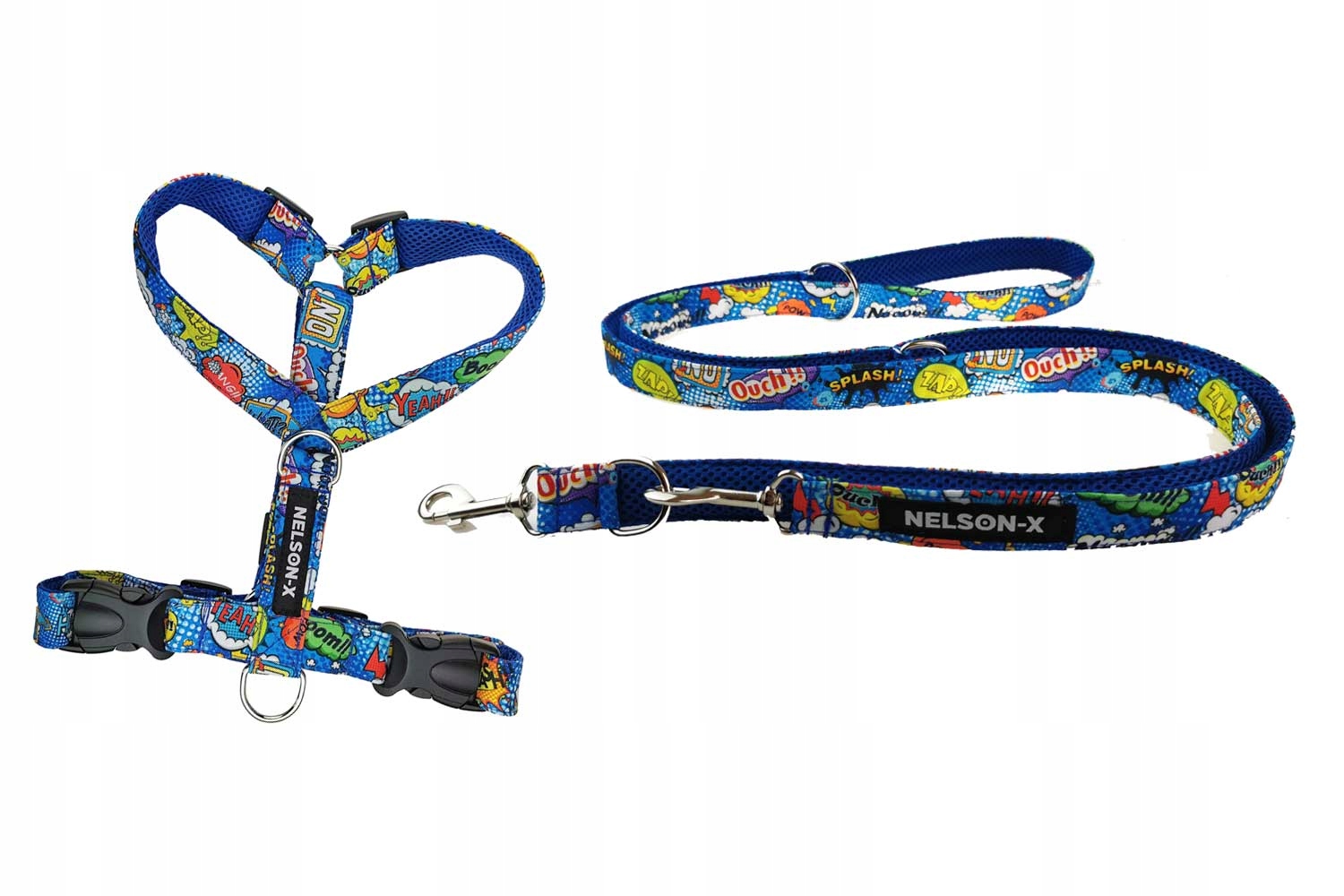 Levně Komplet Obšitých Ramenních Popruhů A Vodítko Pro Psa Nelson-x Floral XXL Polský Výrobce