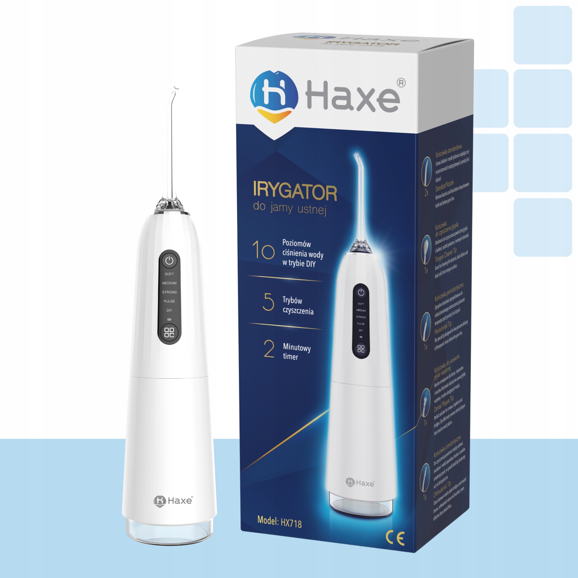 2 x Haxe Irygator bezprzewodowy do jamy ustnej HX718 1 sztuka