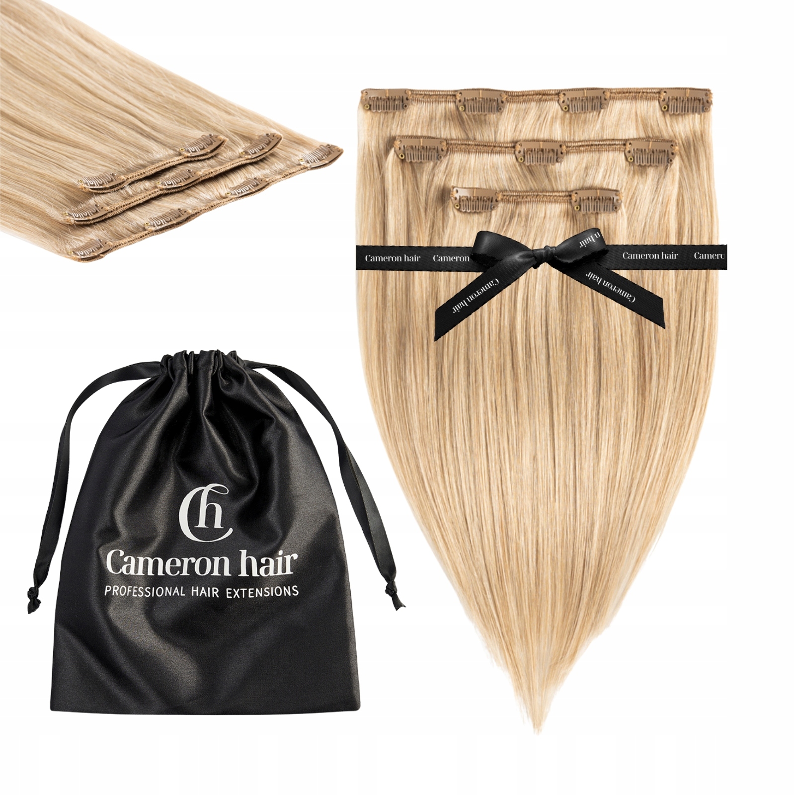 Włosy naturalne Clip In 30 cm 3 taśmy 50 gramów #18 Szampański blond