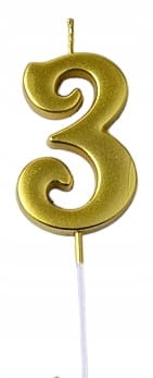 

Świeczka urodzinowa cyfra "3" Złota