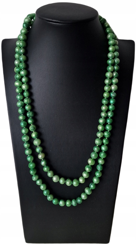 Přírodní Perly Smaragdová Zeleň Náhrdelník S Dlouhou Šňůrka Ve Stylu Art Deco
