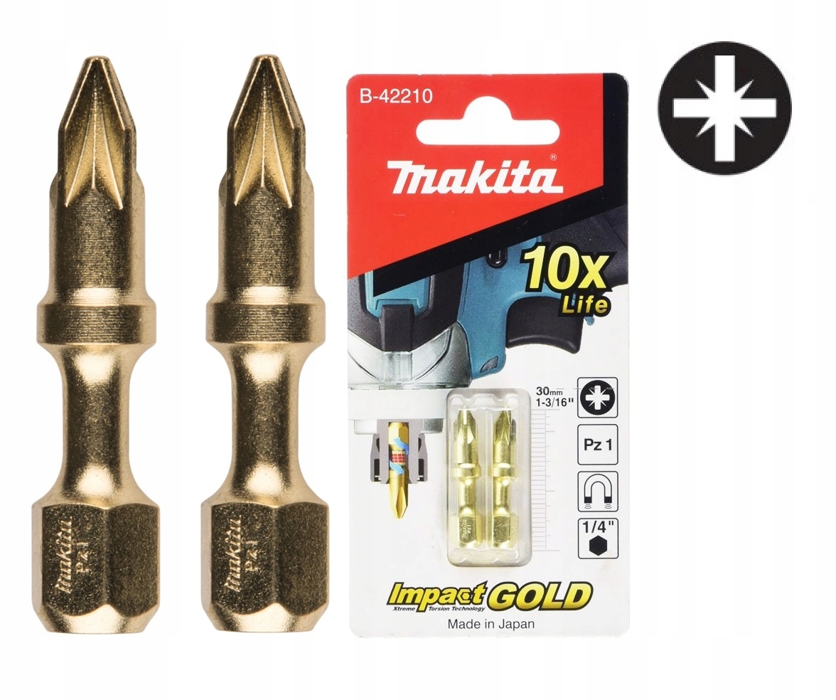 

Bity pozidriv Makita B-42210 pz1x30mm 2 szt. Gold