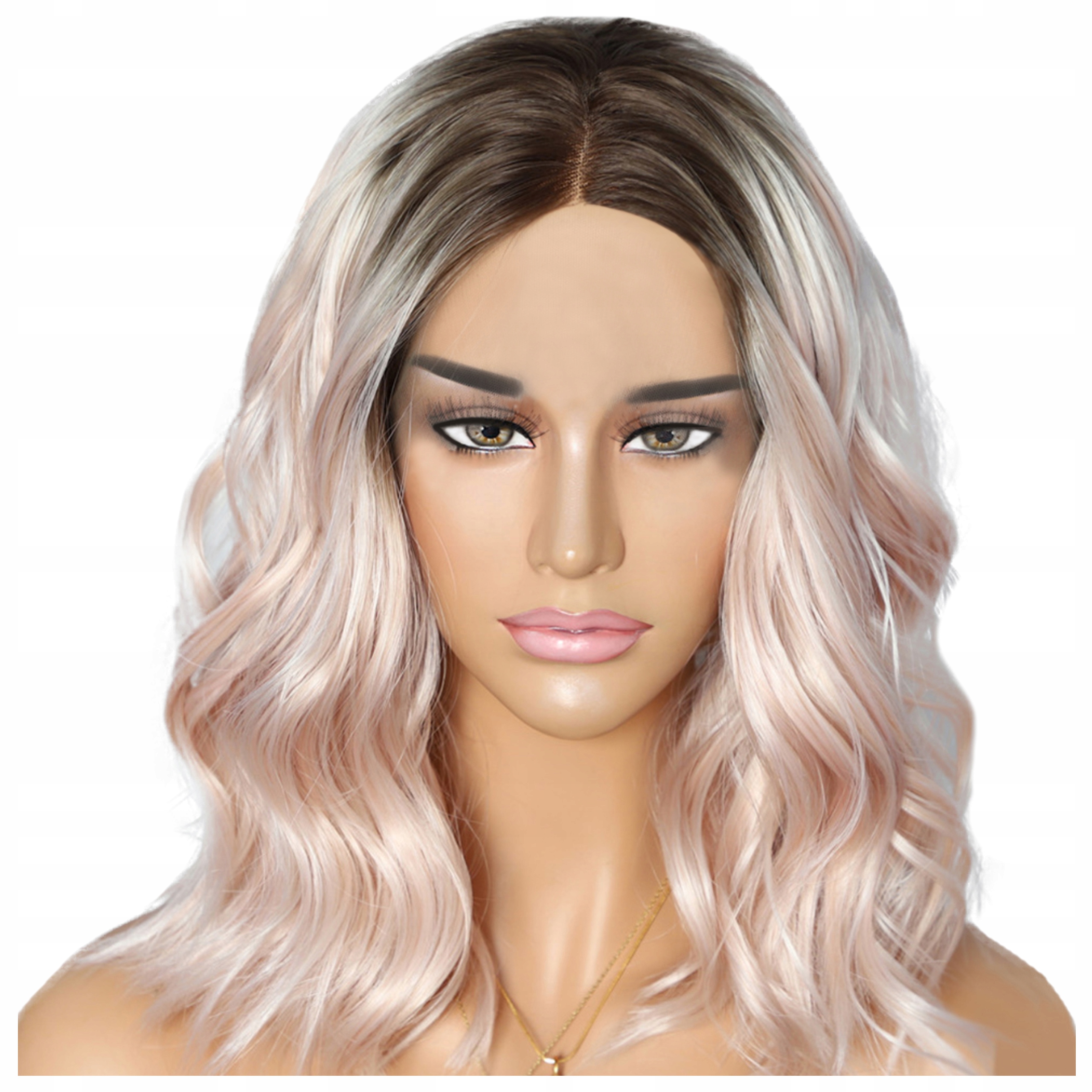 

Peruka włosy Jak Naturalne Blond ombre róż fale