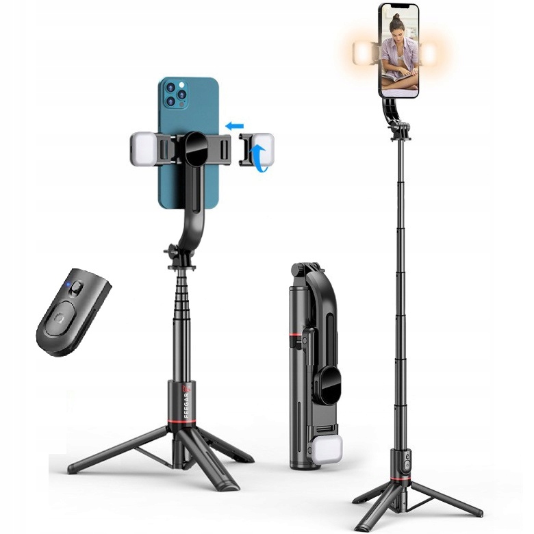 FEEGAR FLASH KIJEK do SELFIE STICK TRIPOD BLUETOOTH 2x LED LAMPA PILOT Marka Feegar