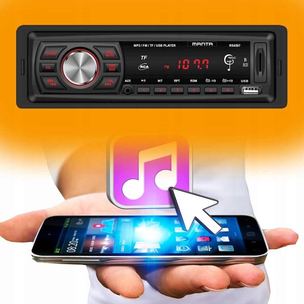 RADIOODTWARZACZ RADIO SAMOCHODOWE BLUETOOTH 1 DIN USB AUX SD MANTA MIKROFON Komunikacja Bluetooth