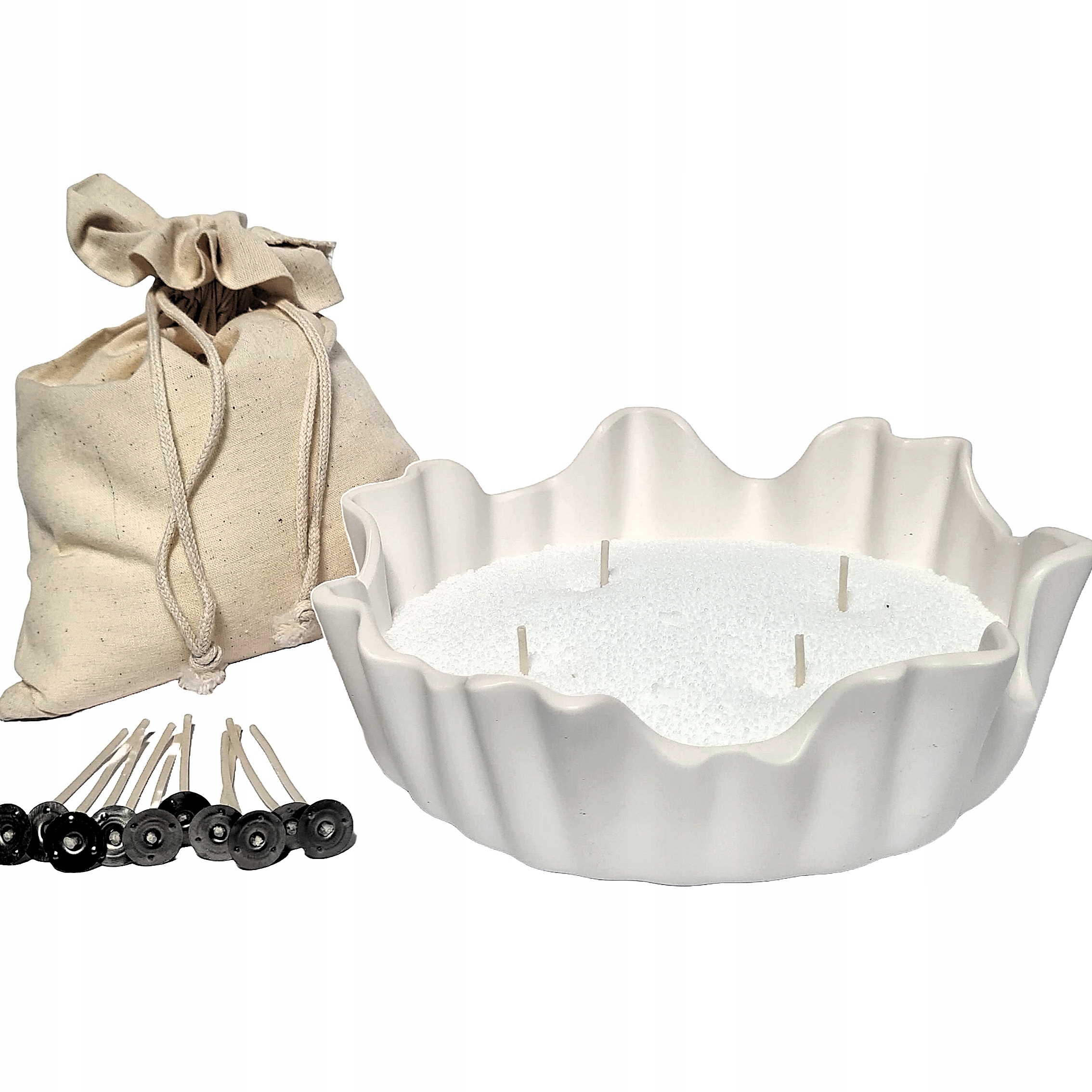 Prášková svíčka, vosk, perleťová, 500 g, krásná váza 10 knotů