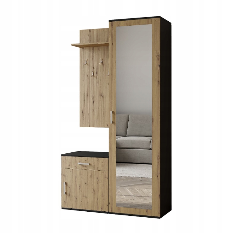 Garderoba Do Przedpokoju Dąb Artisan 100 cm PAULINA MR - 4 Kolory Informacje dodatkowe szafa z lustrem