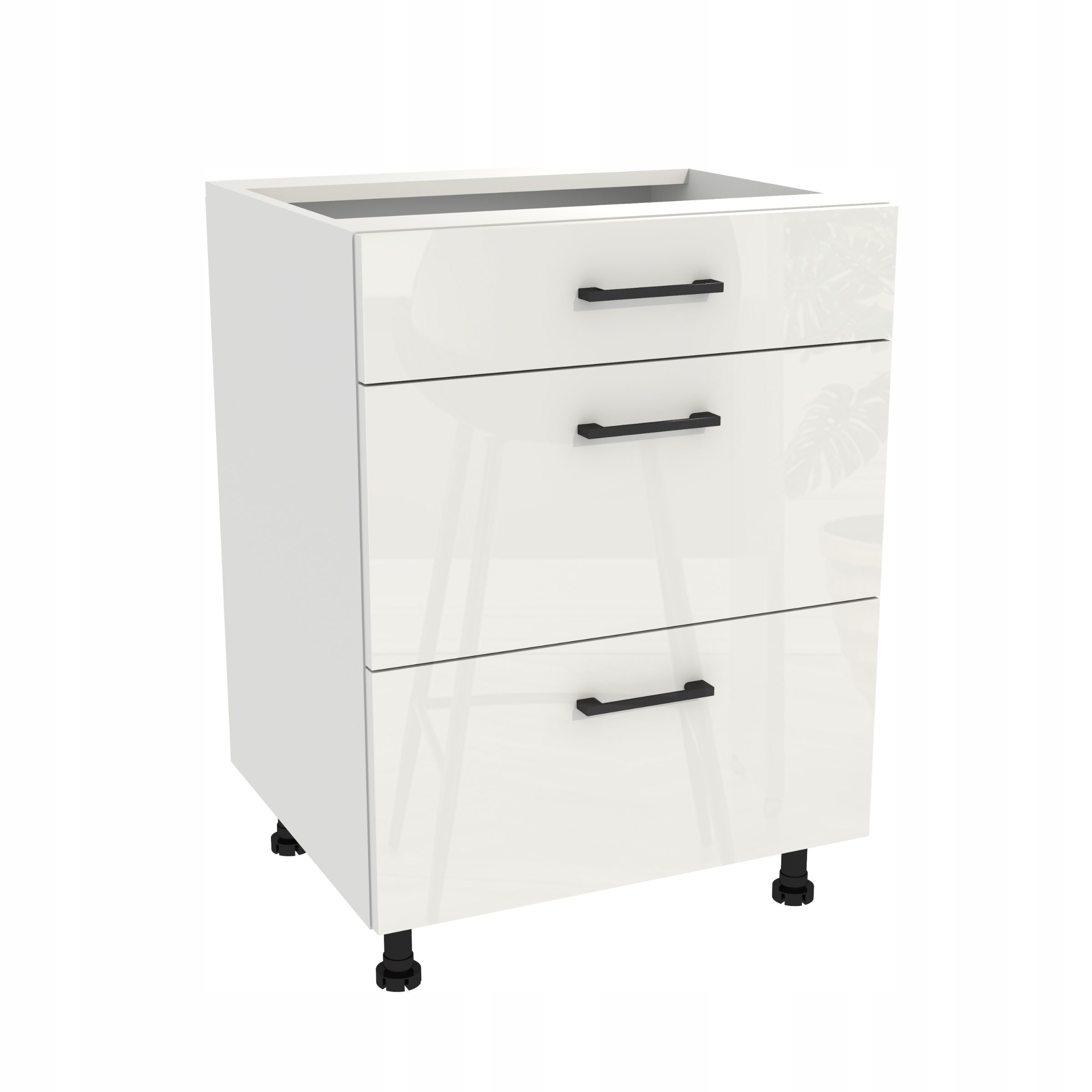 Kuchyňská skříňka šuplík Slim 60 Capri Bílá přední strana Bílý Akryl Lesk