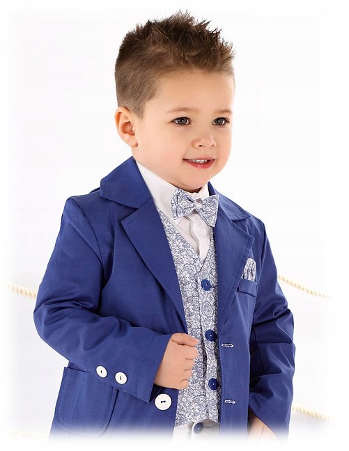 GARNITUR 5cz. MARYNARKA SPODNIE KAMIZELKA KOSZULA MUCHA r.140 A23B Materiał dominujący bawełna