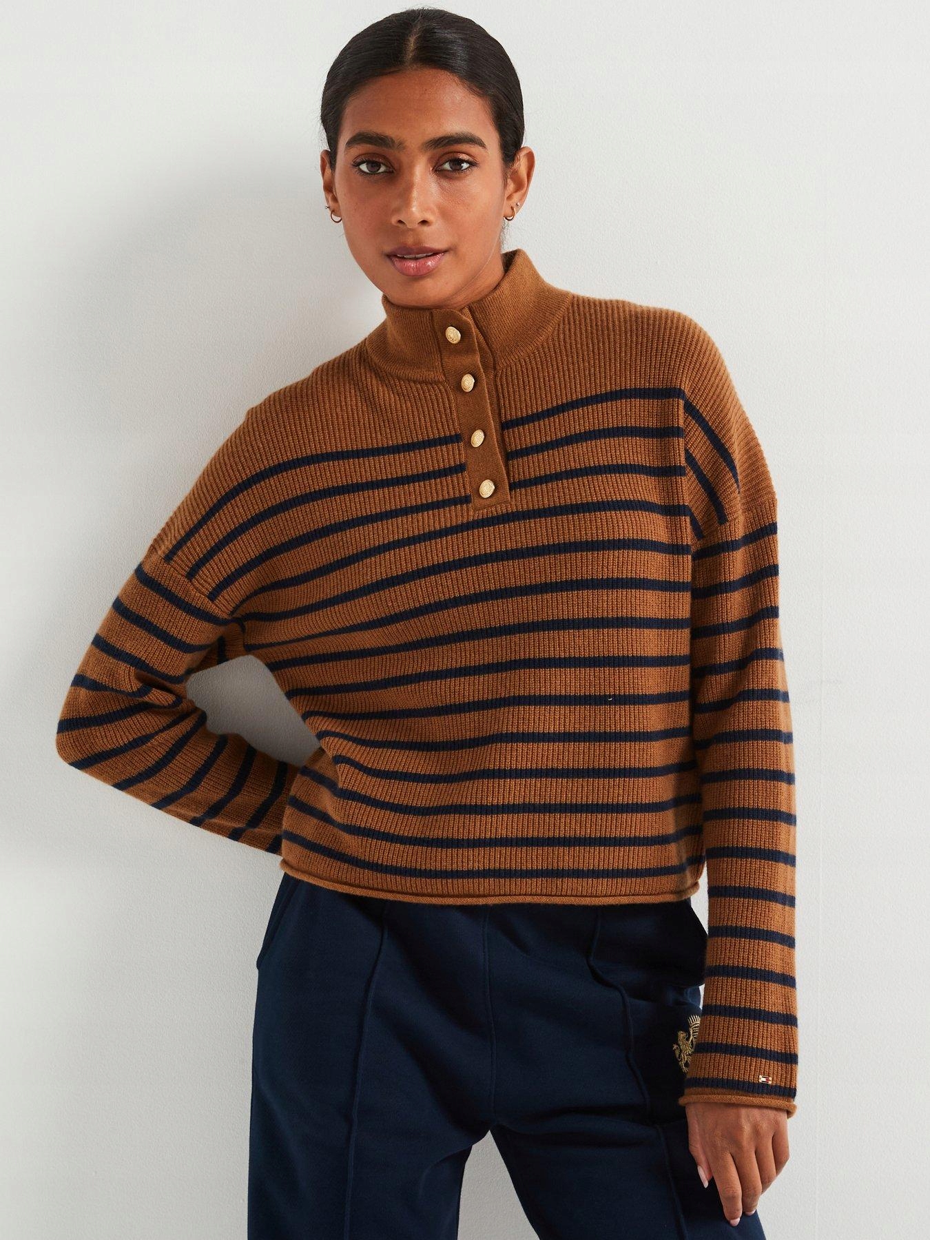 Tommy Hilfiger Hnědý Pruhovaný Svetr (M)