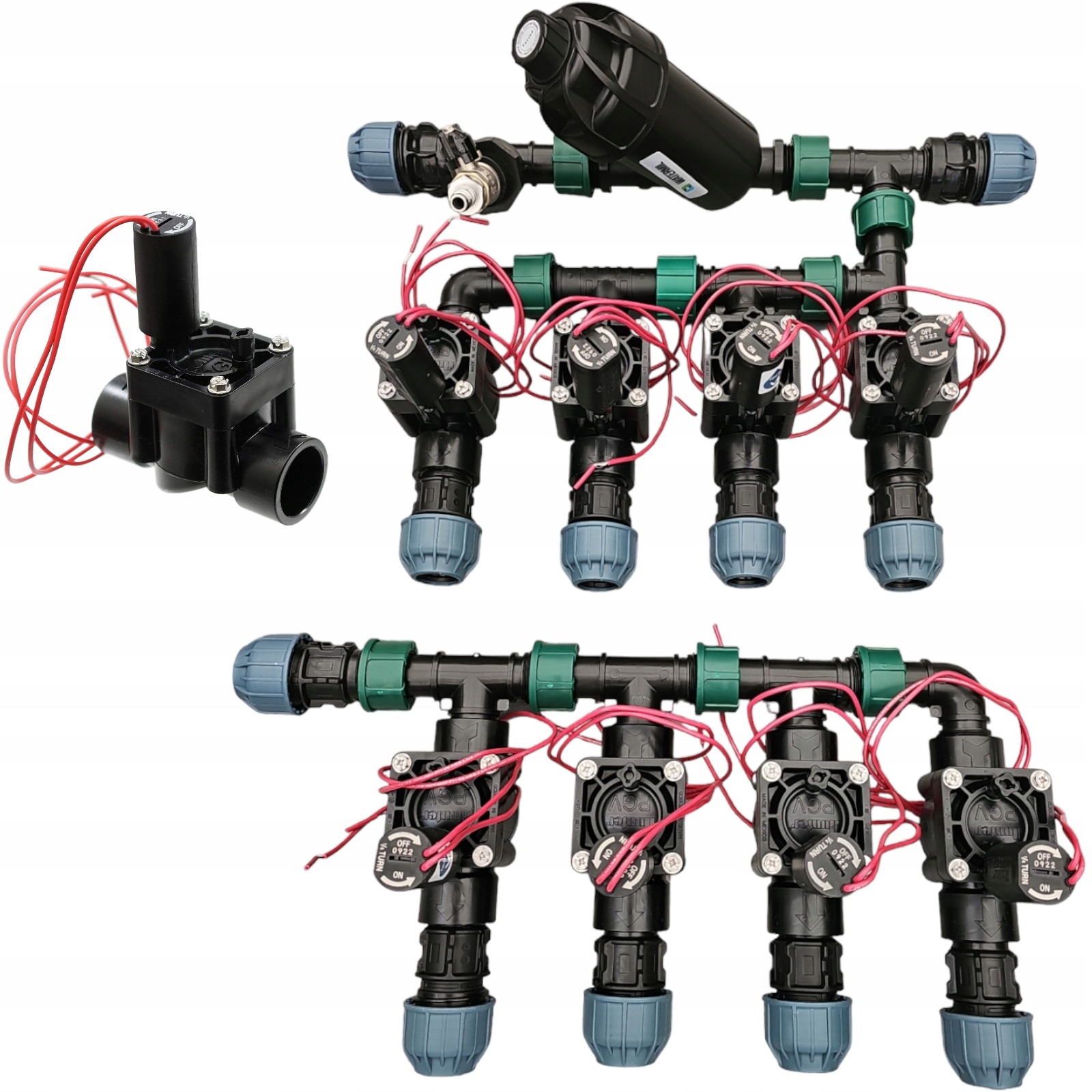 Kolektor nawadniania na 8 sekcji z filtrem Zestaw Hunter Pgv na rurę Pe 25