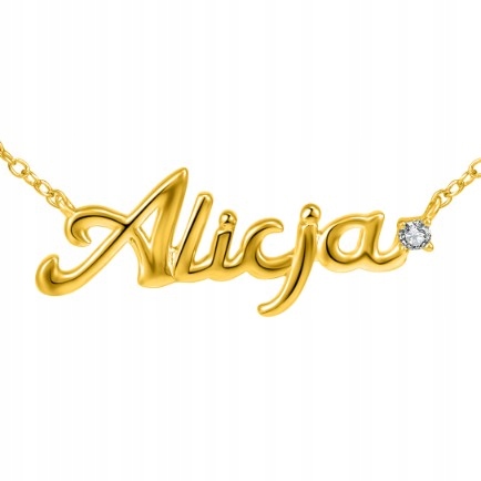 Stříbrný náhrdelník řetízek pro ženy se jménem stříbro pozlacený 925 Alice