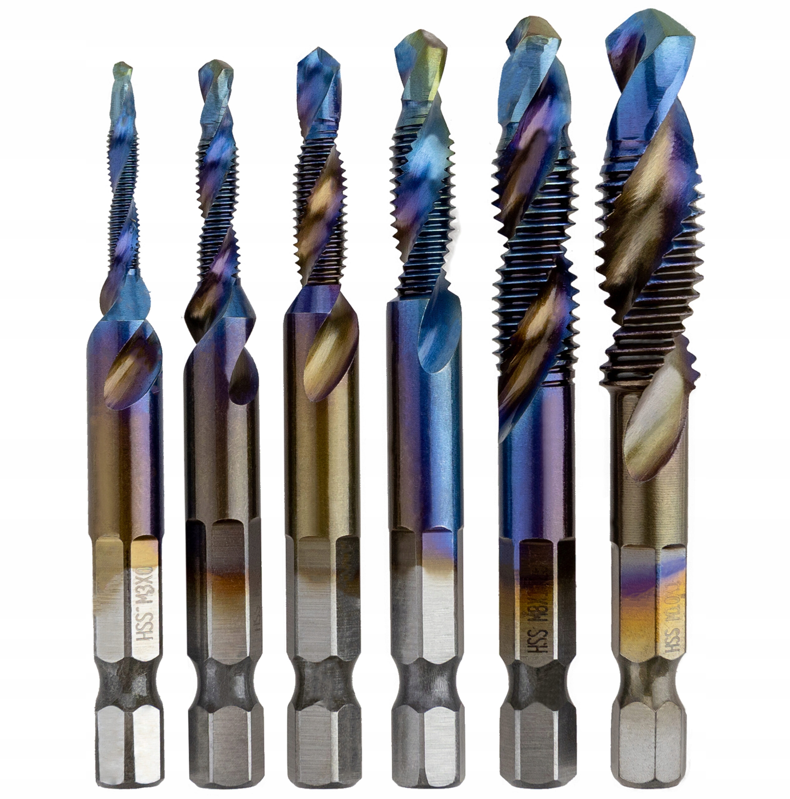 WIERTŁA GWINTUJĄCE 6 SZT. HSS M3 - M10 GWINTOWNIKI