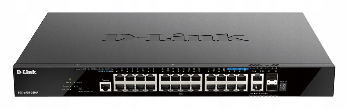 D-link Switch Smart DGS-1520-28MP 20xGE PoE 2x2.5GE 2x10GE 2xSFP