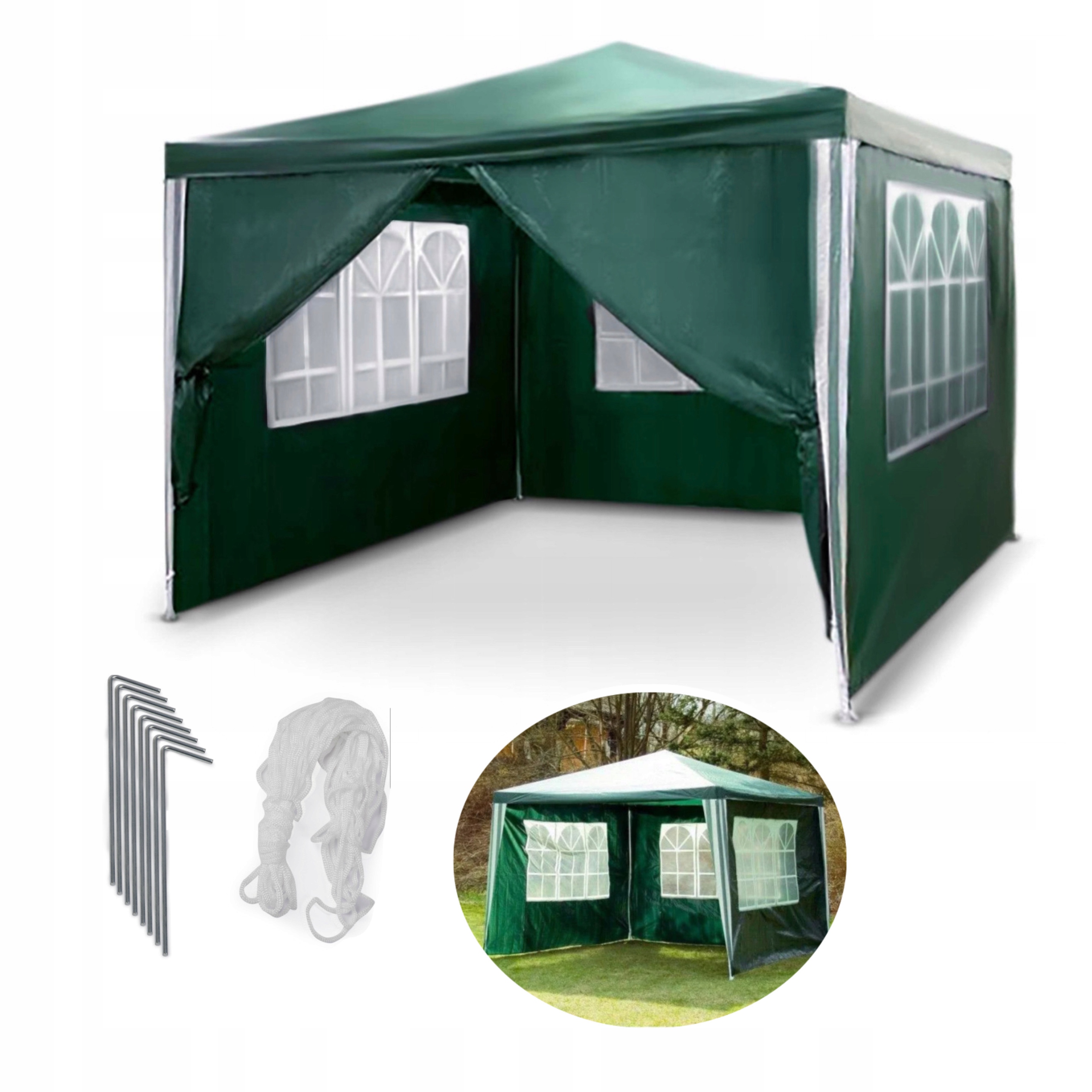 MOCNY PAWILON NAMIOT OGRODOWY IMPREZOWY NA LATO 3x3m + 4 ŚCIANY BOCZNE