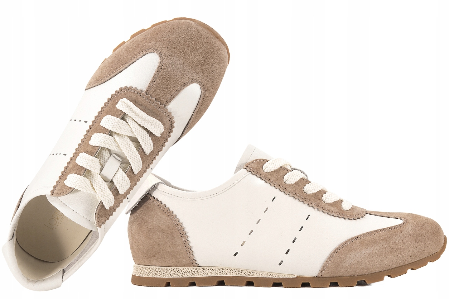 Loretta Vitale W4723 Sportovní Polobotky Kožené Tenisky Ažurové Béžová 39