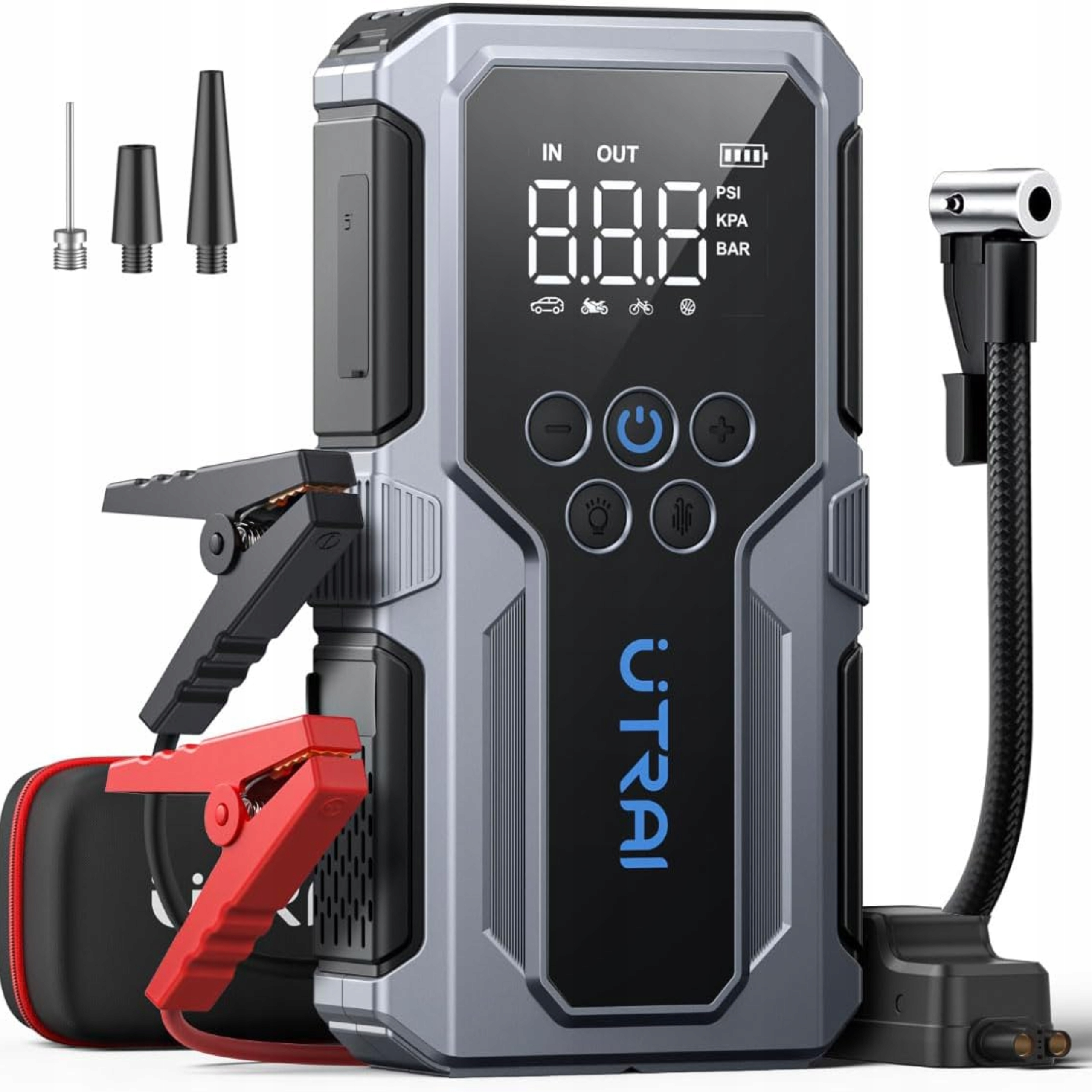 UTRAI Powerbank 4500A Kompresor 150PSI Latarka 18W Szybkie Ładowanie — miniatura 9