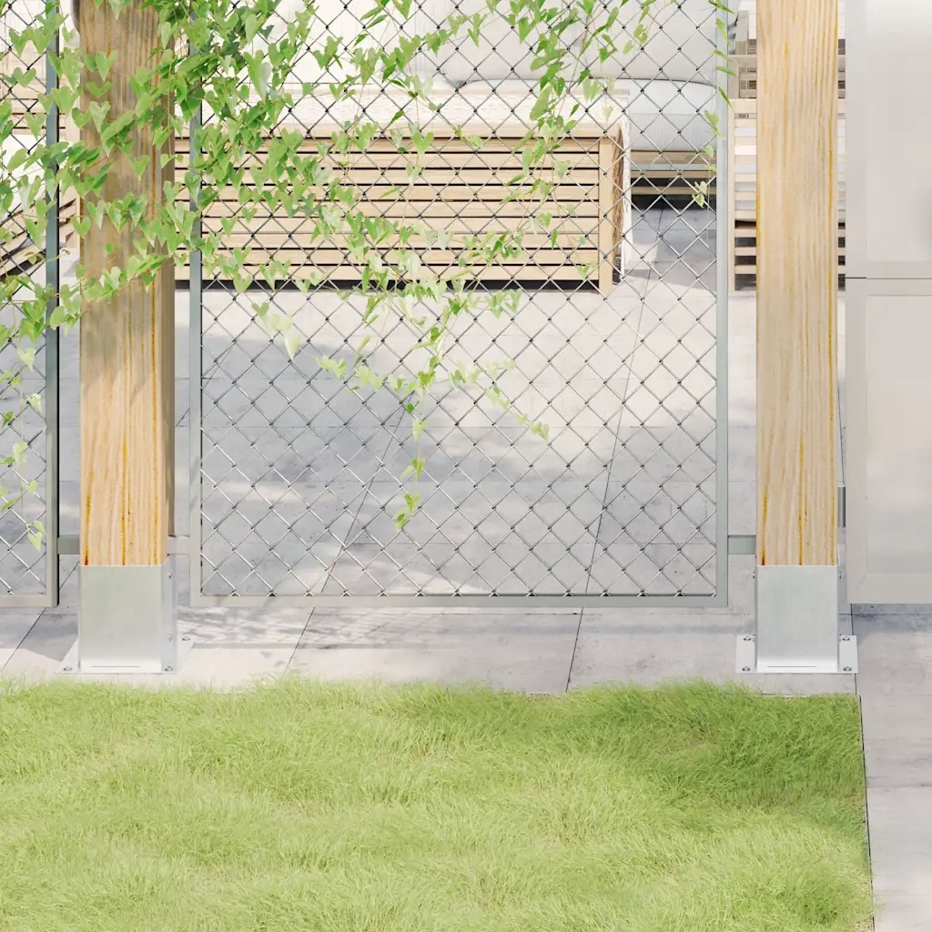 Podstavce pro sloupky čtvercové 4 ks Stříbrná Pozinkovaná ocel Stříbrná 420