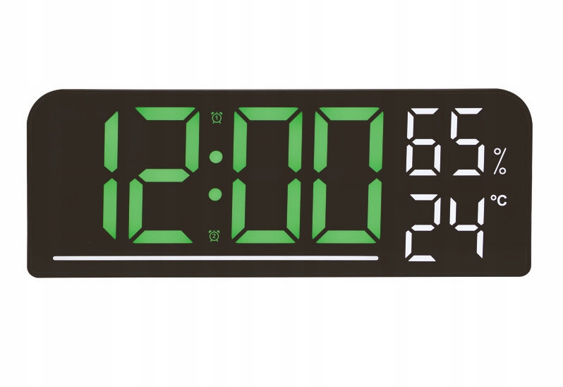 Zelený Budík Led Jvd SB8027.2 Teploměr Vlhkoměr Stopky Časovač