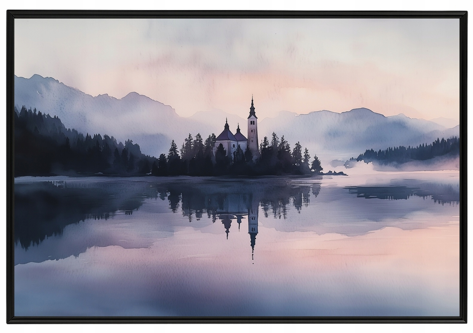 Rámeček S Hliníkovým Rámem Jezero Plakát Hory Bled Slovinsko Alpy 60x40