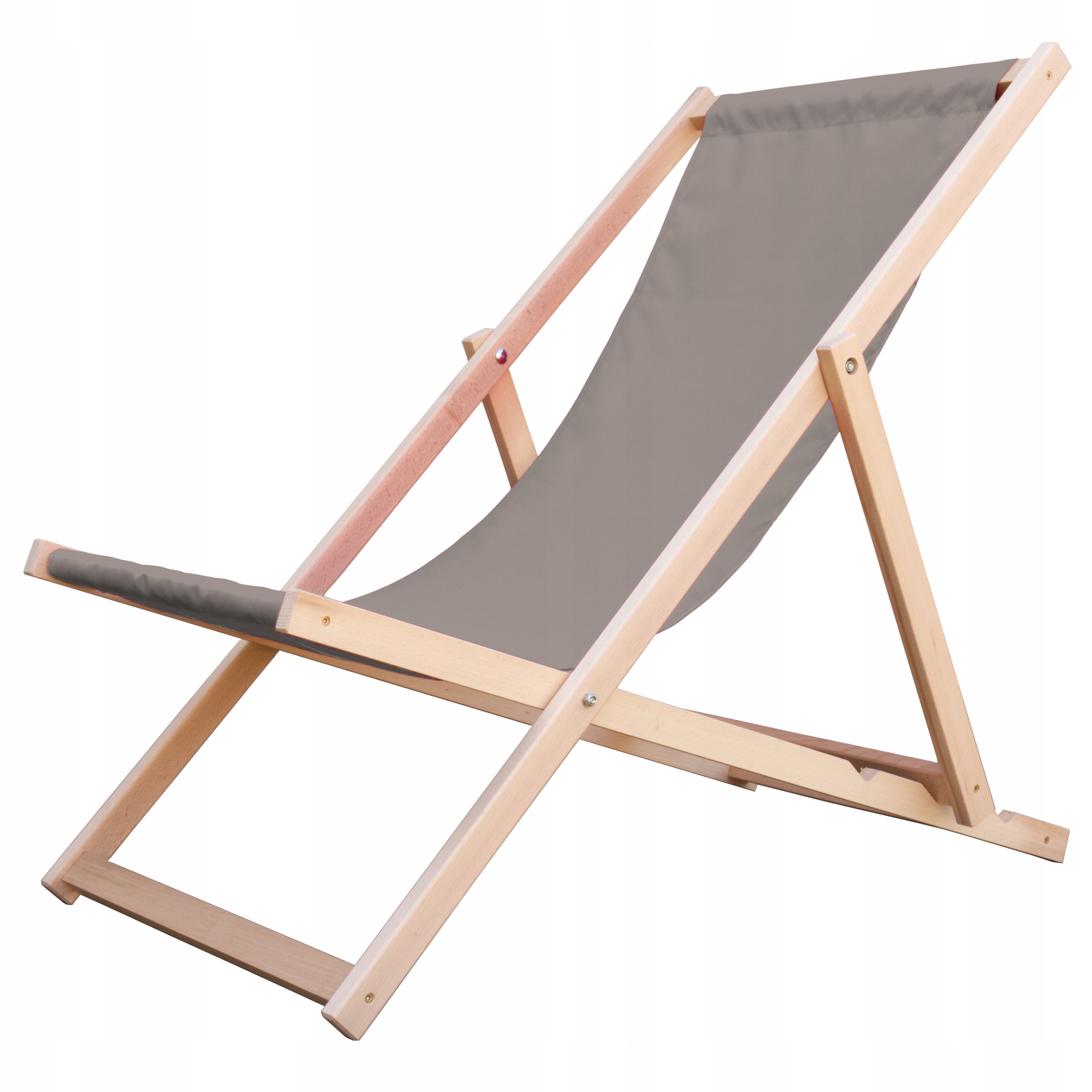 Leżaki na Balkon Drewniane Leżak Rozkładany Beżowy