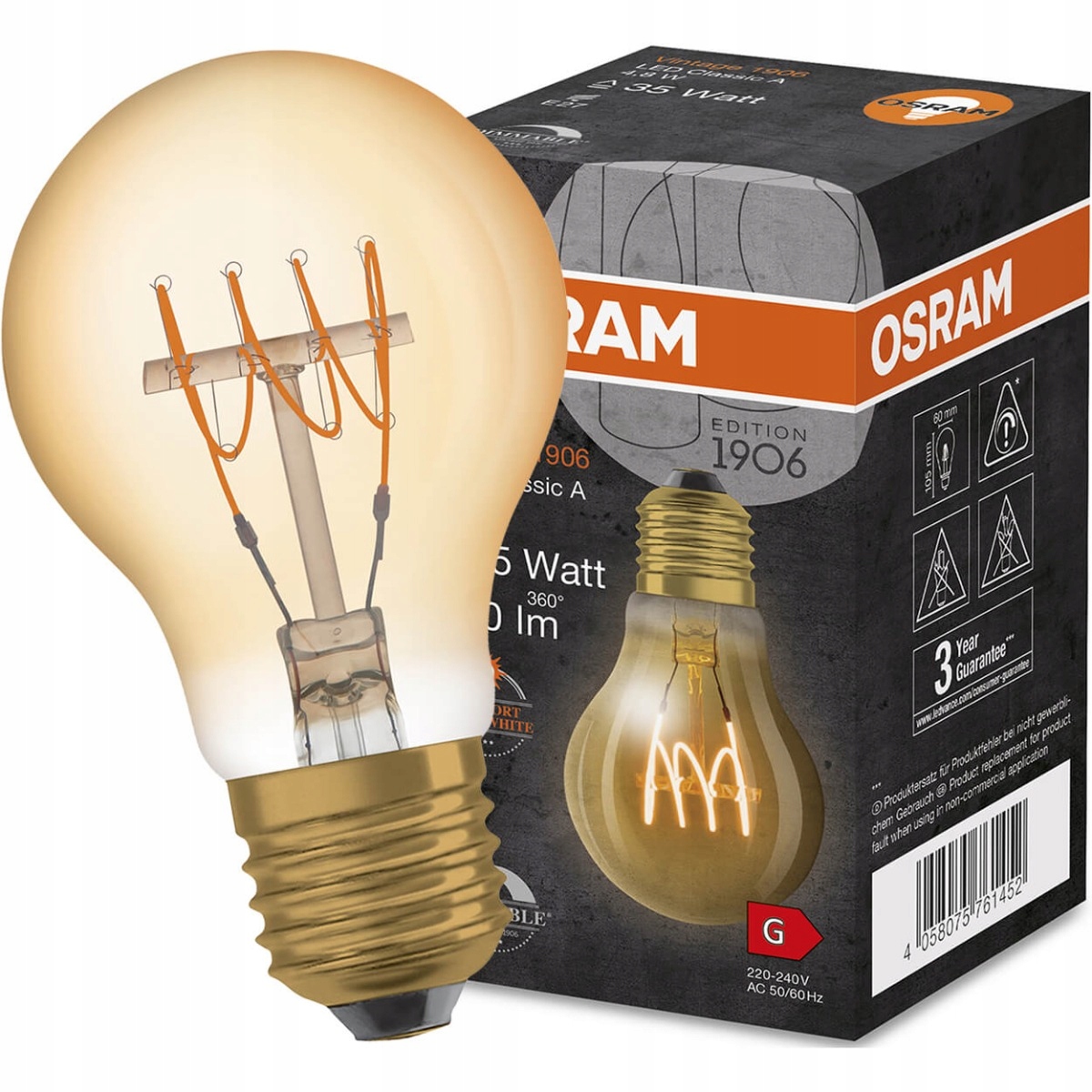 

Żarówka Dekoracyjna Led E27 4,8W Ściemnialna Osram