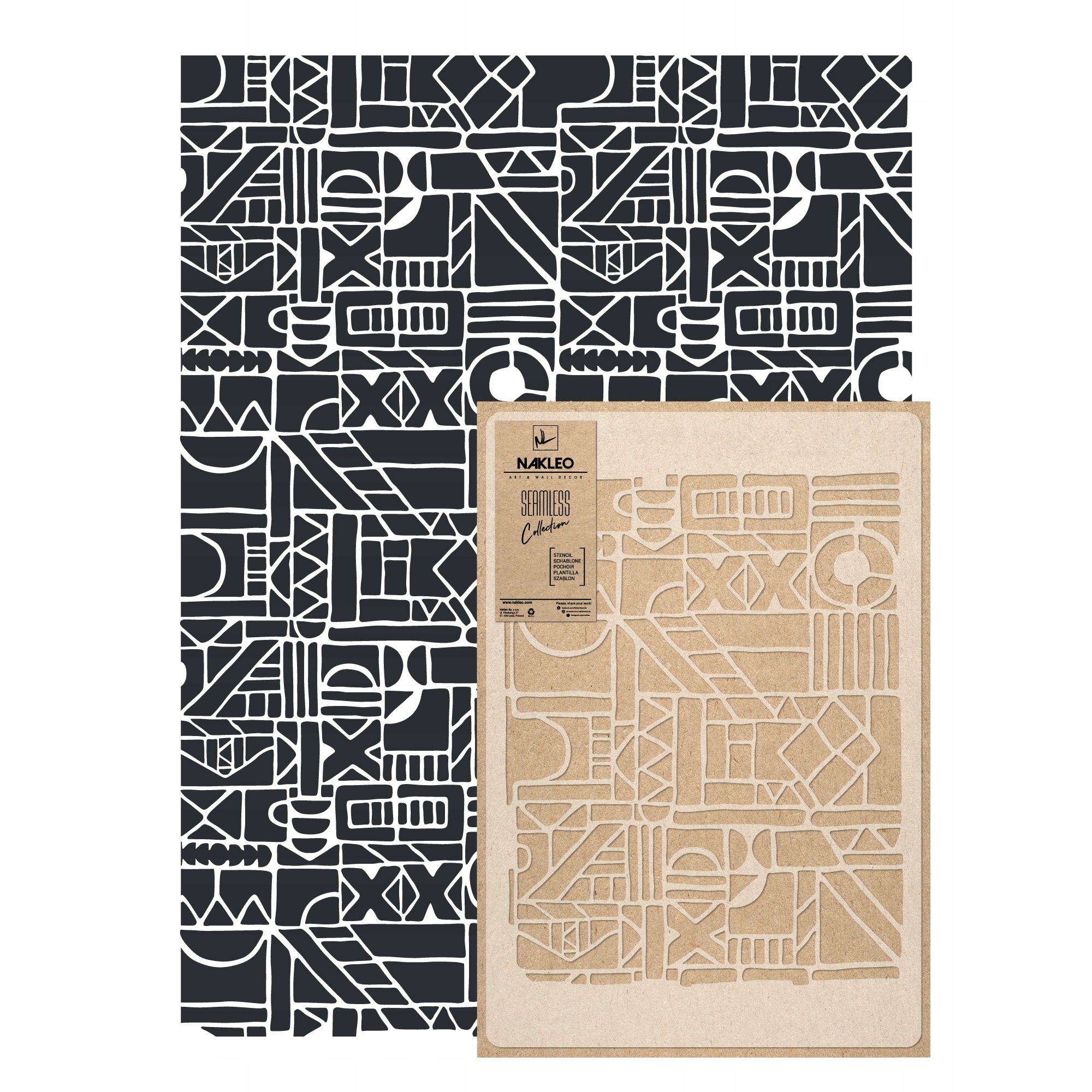 Opakovatelná malířská šablona Opakovaně Použitelný 59x95 cm Tapeta Aztécká Mozaika