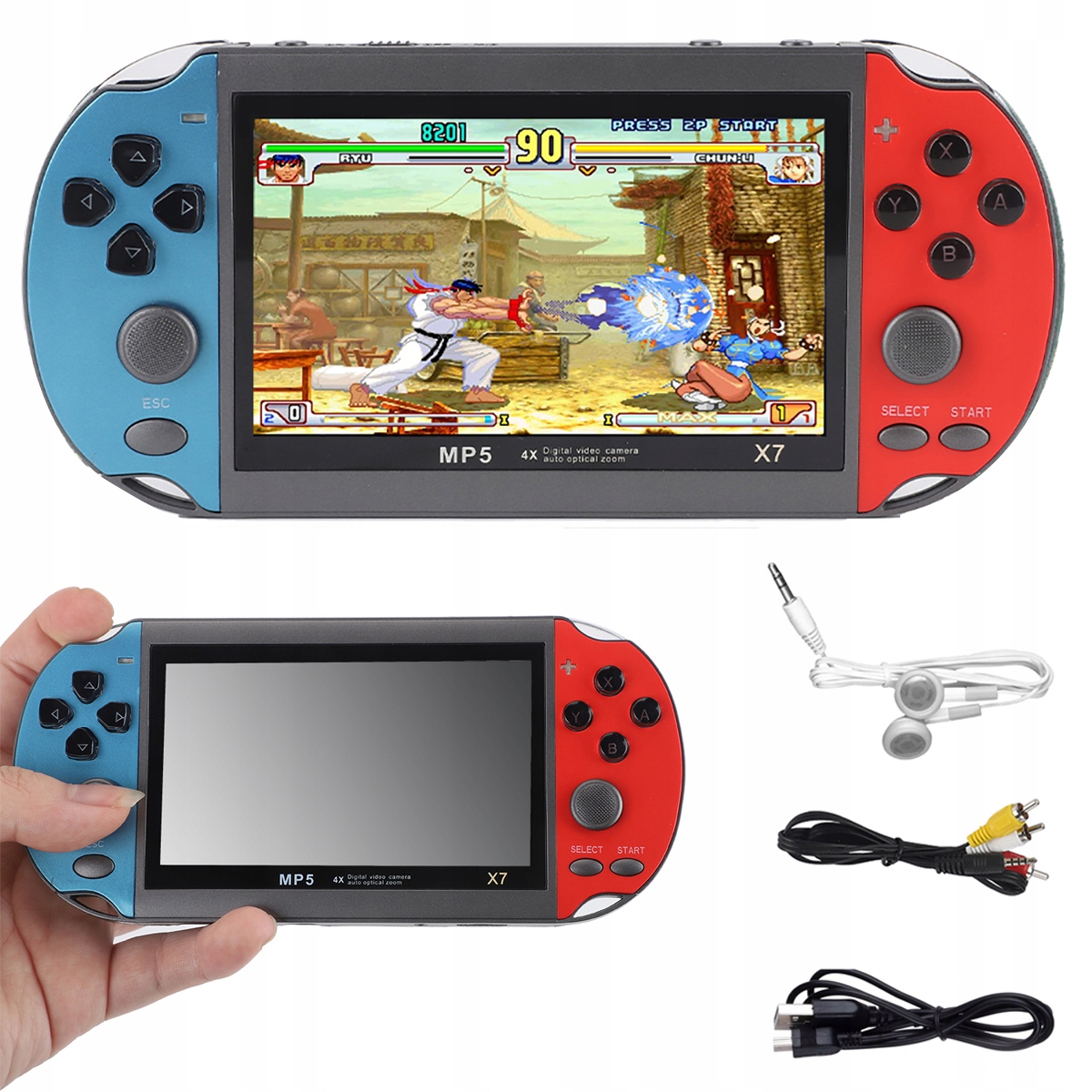 Przenośna Konsola X12 Plus 7" Ponad 2700 Gier 16GB Retro Gra Tv