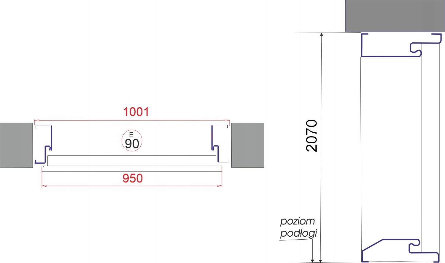 Drzwi wejściowe GEREDA 55mm GALA 87 BLACK Winchester Lewe 90 na zewnątrz Typ z przeszkleniem