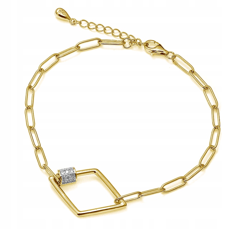 Stříbrný Ag 925 náramek pozlacená romb B05105