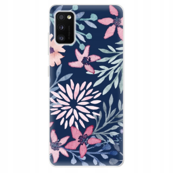 Silikonowe etui iSaprio Leaves on Blue do Samsung Galaxy A41