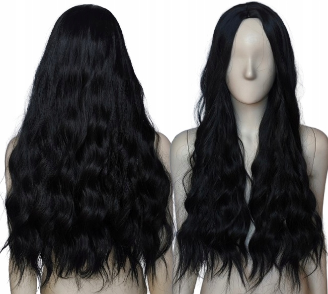 Paruka Černé vlny kadeře hustá bez ofiny dlouhá Hr