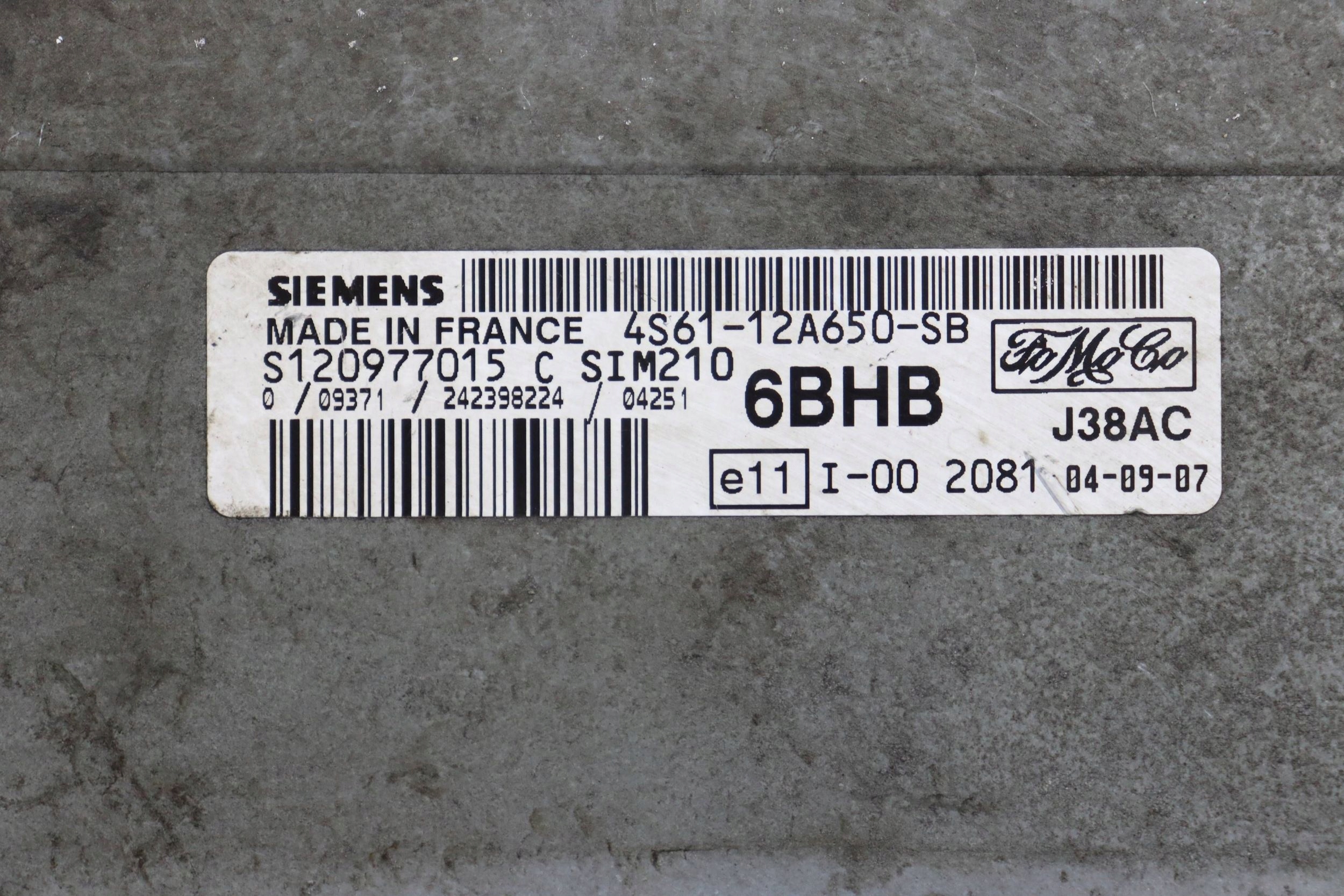MAZDA 2 computer control unit of the engine 1.25 16V 4S61-12A650-SB