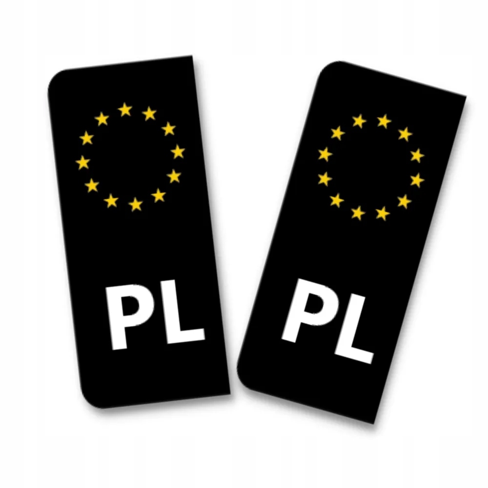 Czarna naklejka na tablice rejestracyjną Pl Eurobrand 2 szt