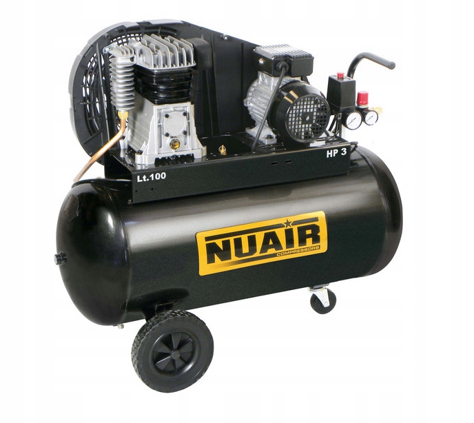 Kompresor olejowy dwutłokowy 100l 10bar 2,2KW 400V 330l/min mobilny NuAir