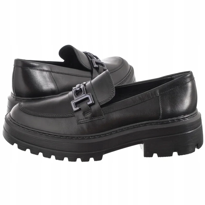 Boty Loafersy Mokasíny Kožené Dámské Ryłko Černé C2R28_DZ Black