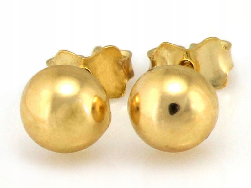 Náušnice zlaté kuličky 585 na tyčku bez kamenů 6 mm jako dárek pro ni