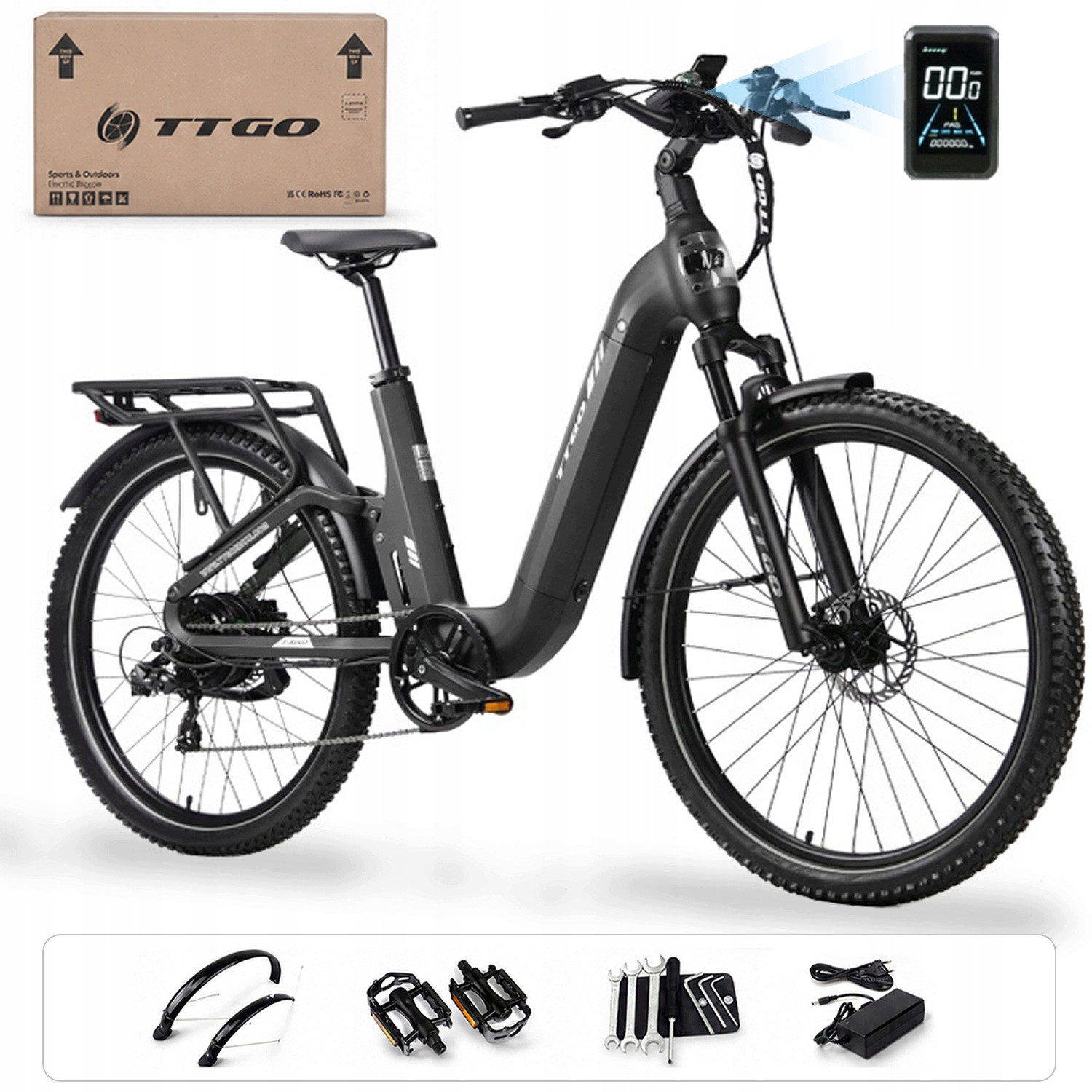 Ttgo E-suvo Rower Elektryczny Miejski 250W 48V 15Ah 25KM/H 120KM 27,5"*2.4“