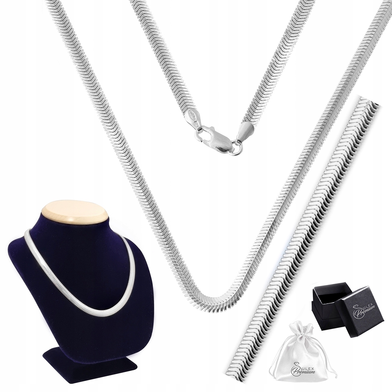 Stříbrný řetízek ryzost 925 Elegantní oválný hadí článek 50 cm x 4,5 mm