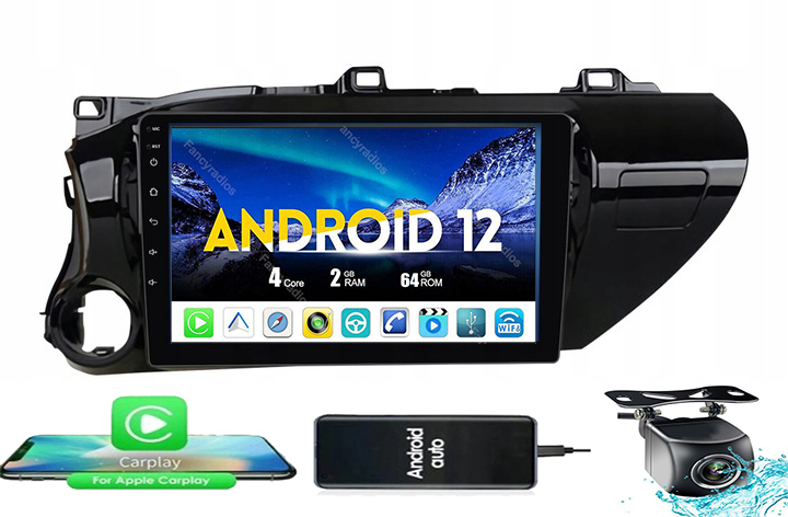 Rádio Navigácia Android Carplay Toyota Hilux 2015+GPS Dsp 1GB 32GB Carplay