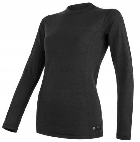 Dámské funkční termo triko Sensor Merino Double Face s dlouhým rukávem Čern