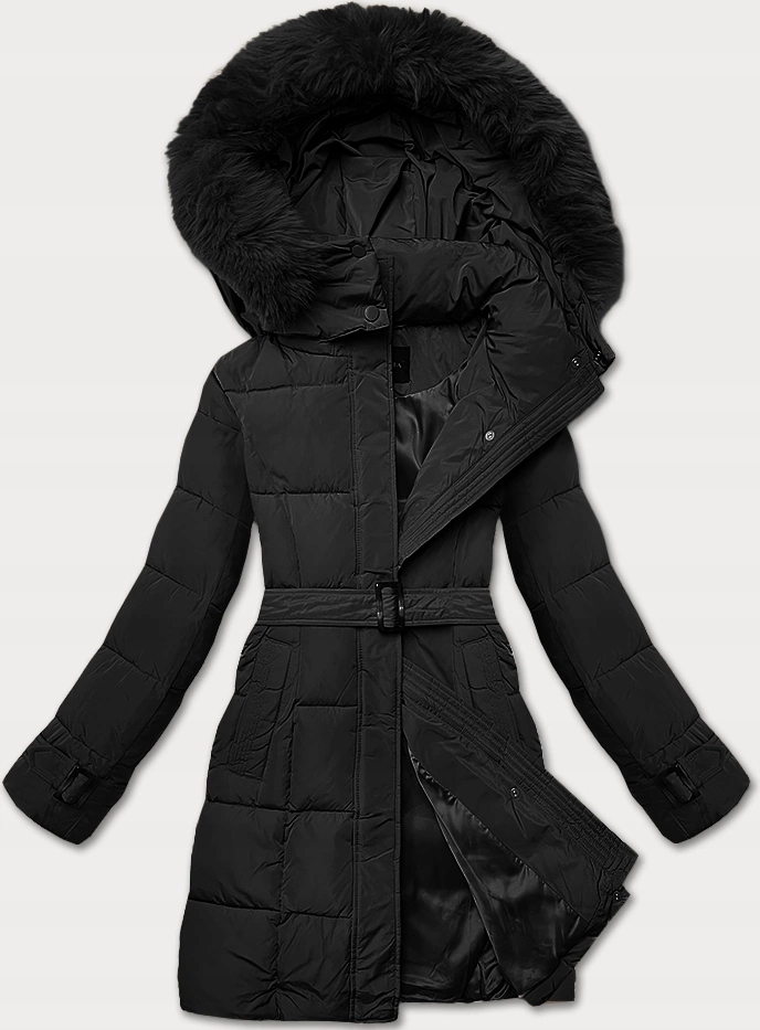 Zimní Bunda S Páskem 23MY-208 Černá XXL (44)