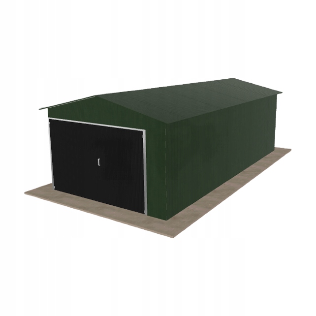Plechová garáž 3.5 x 7 m jednopolohová, dvouspádová, zelená