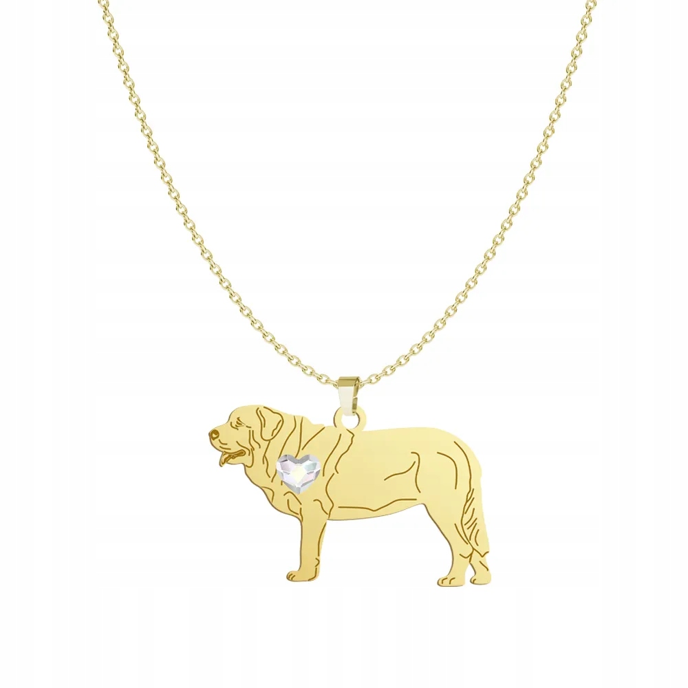 Zlatý náhrdelník se psem Spanish Mastiff 925 Žena Řetízek Gravírování